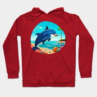 Happy blue dolphin playing on the beach Hoodie